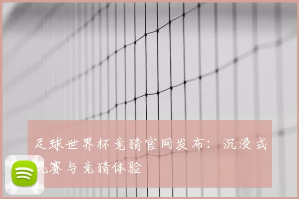足球世界杯竞猜官网发布：沉浸式观赛与竞猜体验